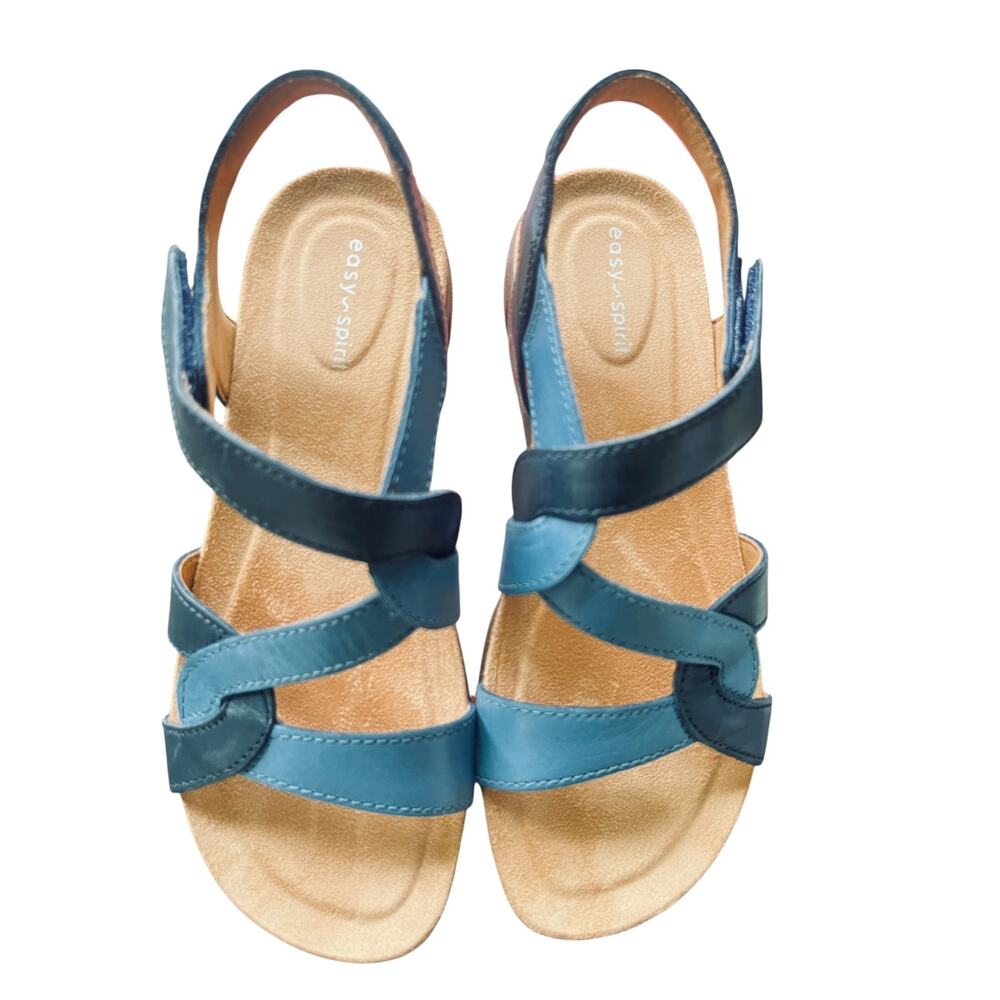 Easy Spirit Minny Round Toe Comfort core  Flat Sandals Navy Blue Sz 7.5